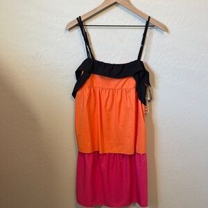 NWT Fiorucci Color block ruffle dress size small